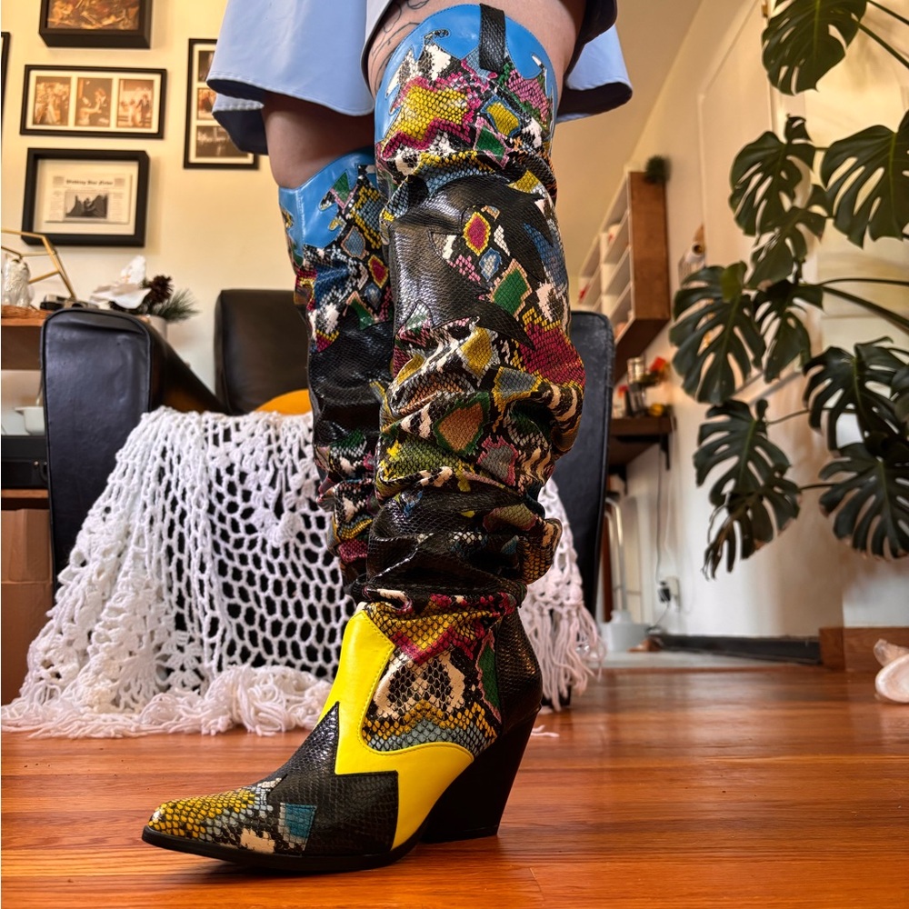 Colorful Mid-Thigh Women's Party Boots